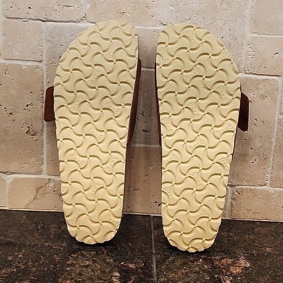 Birkenstock Brown Slide Sandals with Gold Buckle SIZE 39 - Picture 10 of 13